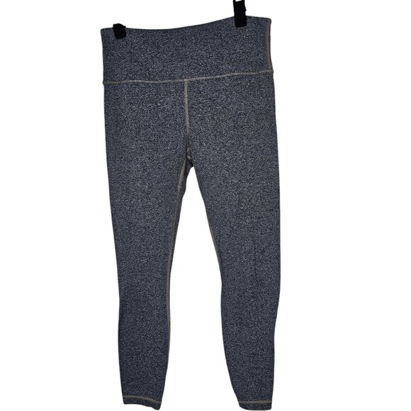Athleta Small Grey Heathered Cropped Atlhetic Leggings Yoga Mid Rise Gym Capri - Picture 1 of 8